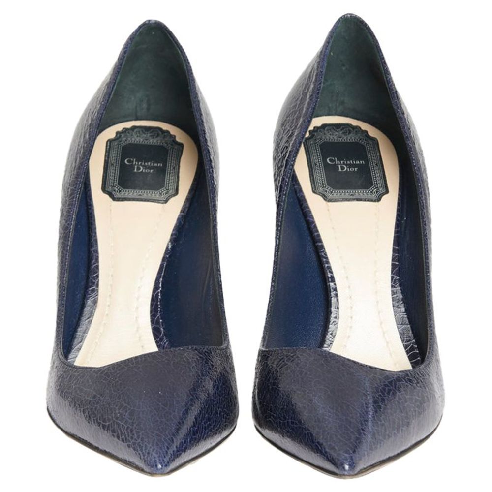 2013 Blue Cracked Patent Leather Preowned Songe Pumps - Picture 3 of 5